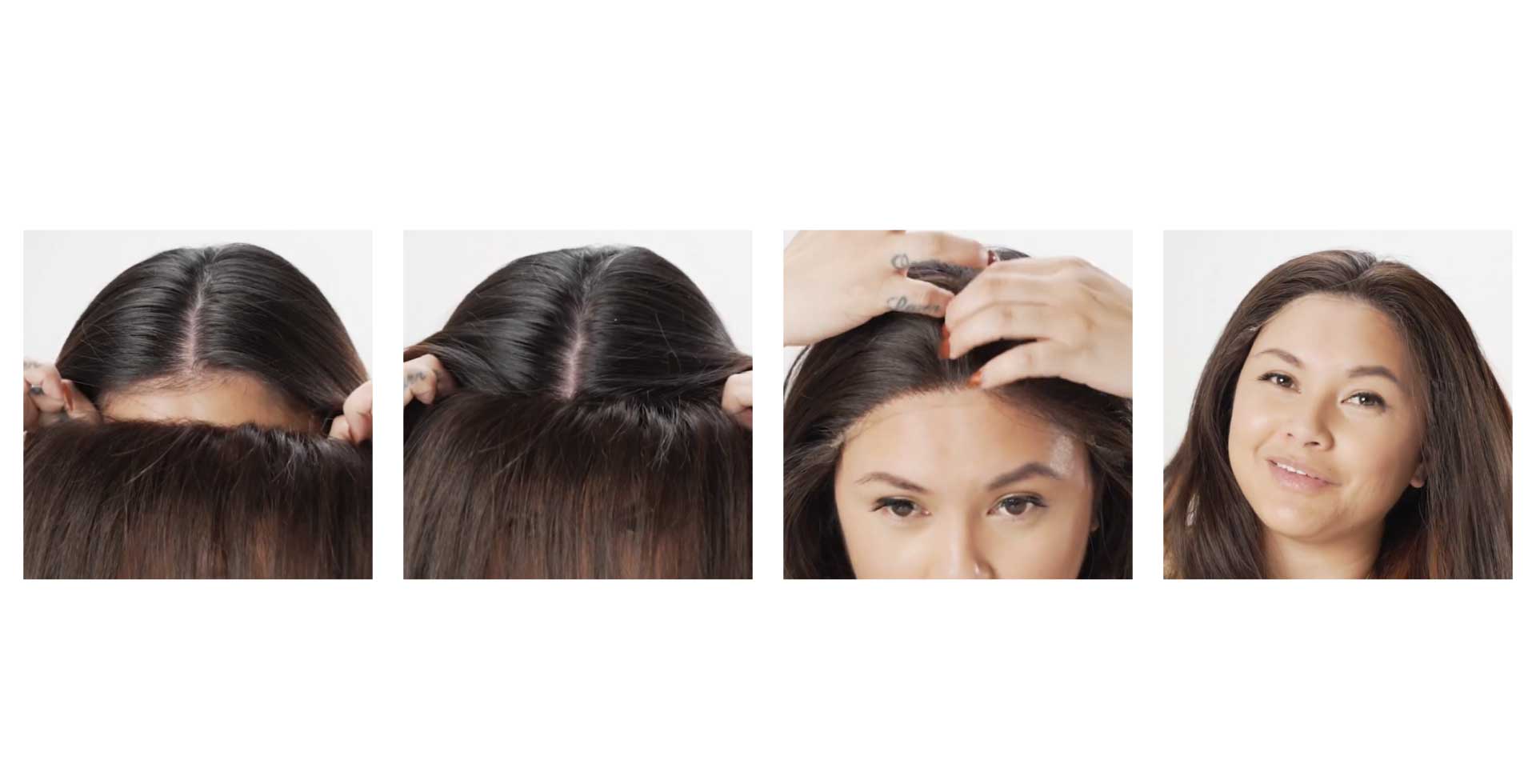a quick guidance on how a women can use frontal halo hairpiece to cover frontal baldness