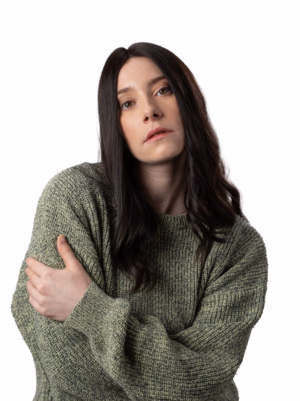 Esther kosher sheitel in Deep Caviar, studio side view