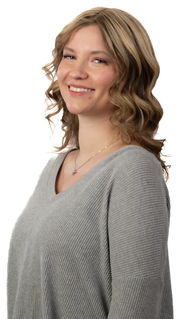 Worn front — soft curls with movement
