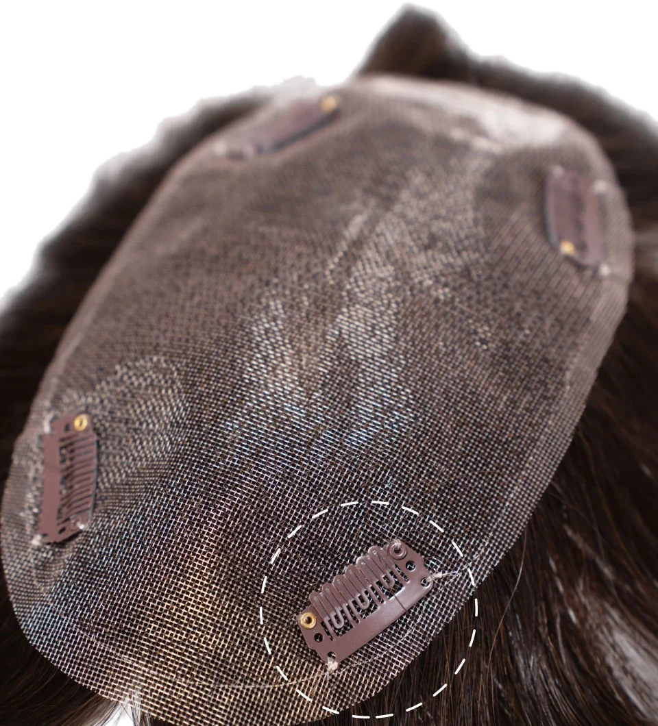 Fine lace base with pressure-sensitive clips
