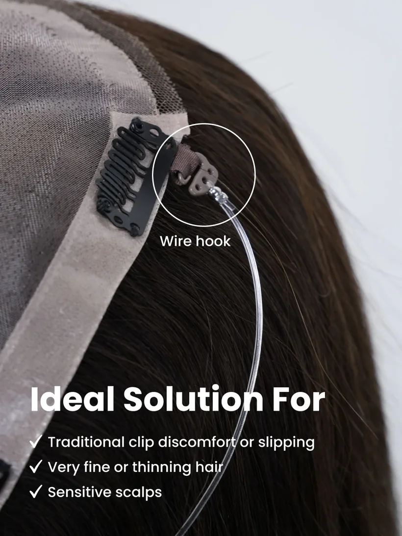 LP46 wire hook — for clip discomfort, very fine hair, and sensitive scalps
