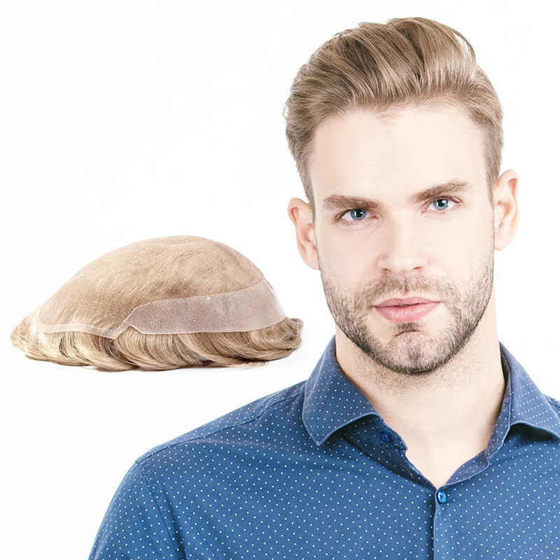 Human hair toupee for men