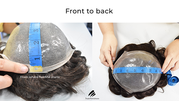 measure the hair system base from front to back