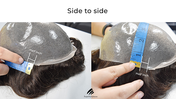 measure the hair system base from side to side