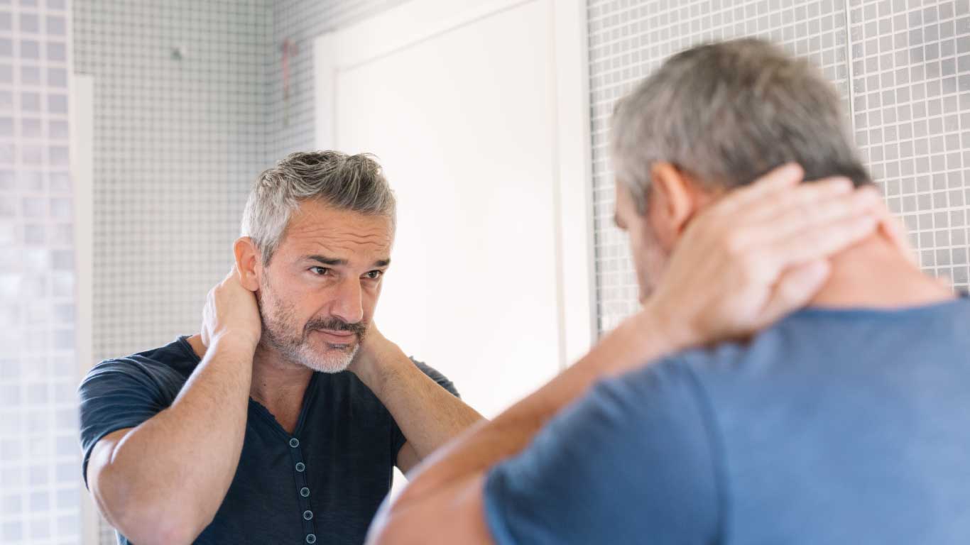 older people wearing a hair system